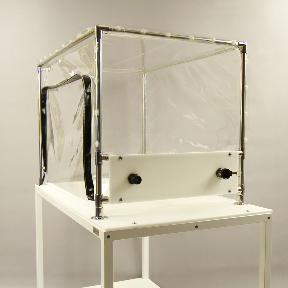 Flexible film decontamination chamber.