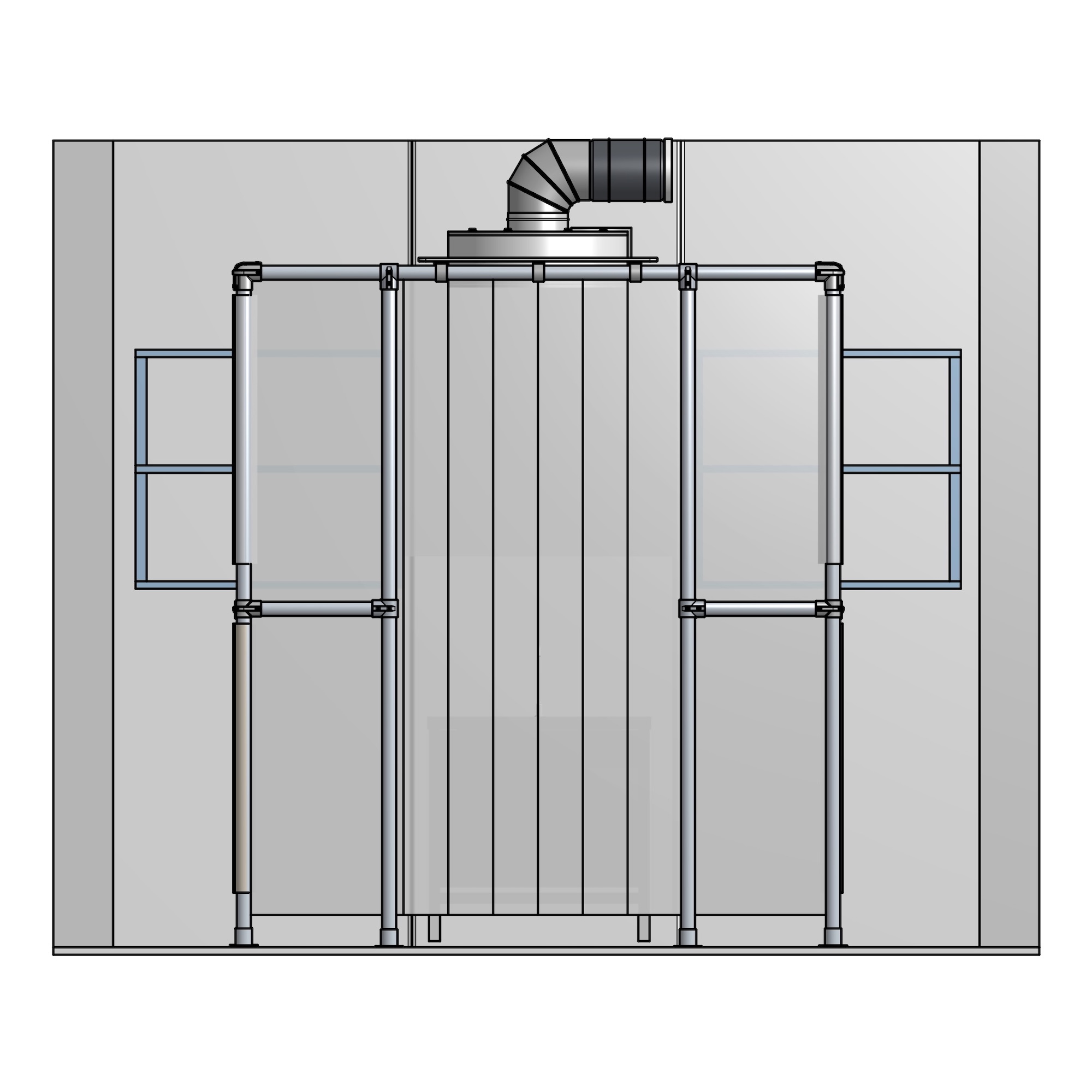 CBC 3-door, laminar airflow containment unit front view.