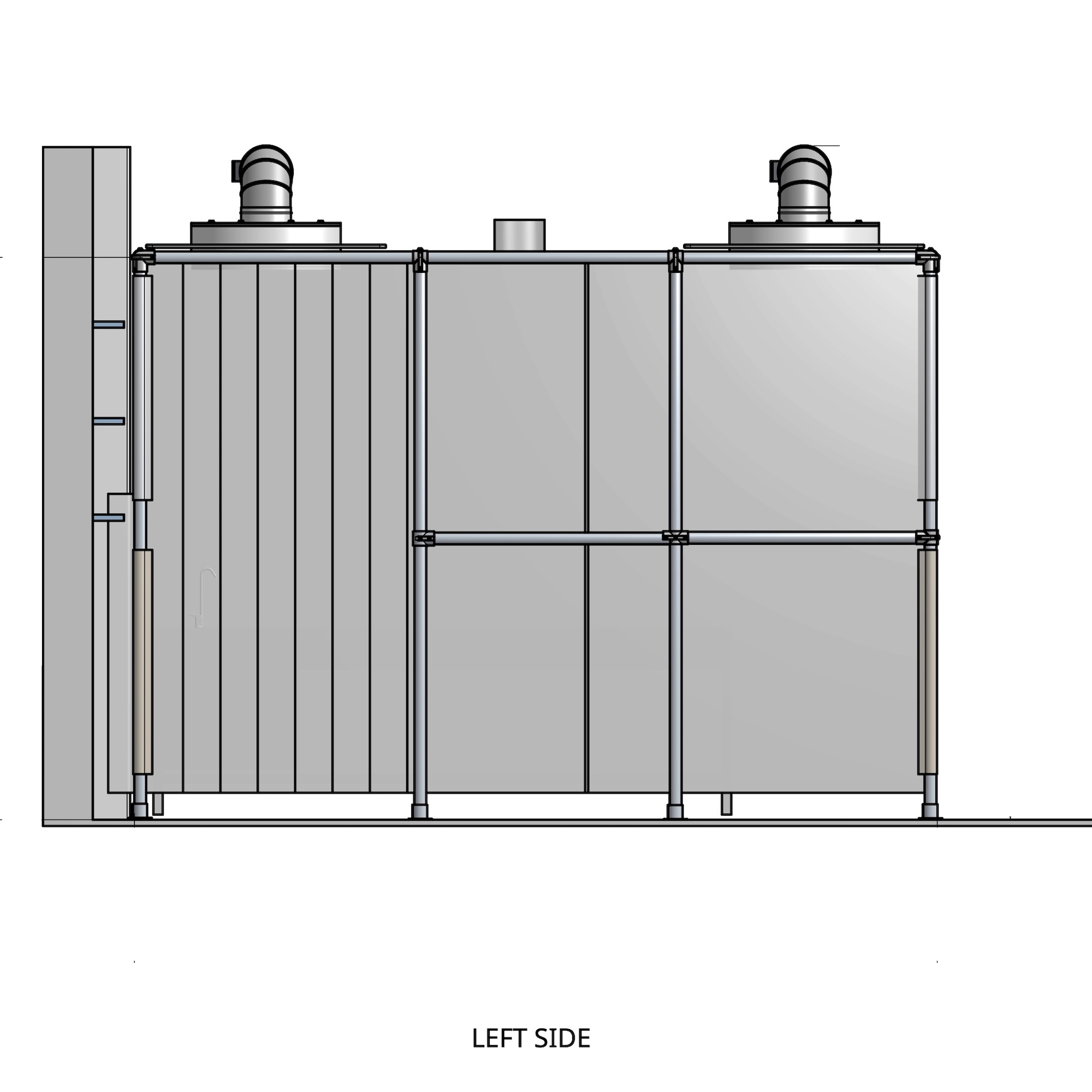 CBC 3-door, laminar airflow containment unit left view.